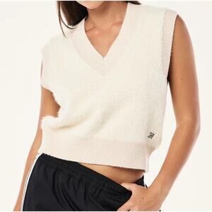 P.E Nation Womens Sweater Vest Sz M Cream Fuzzy GREENPOINT IN CLOUD $150